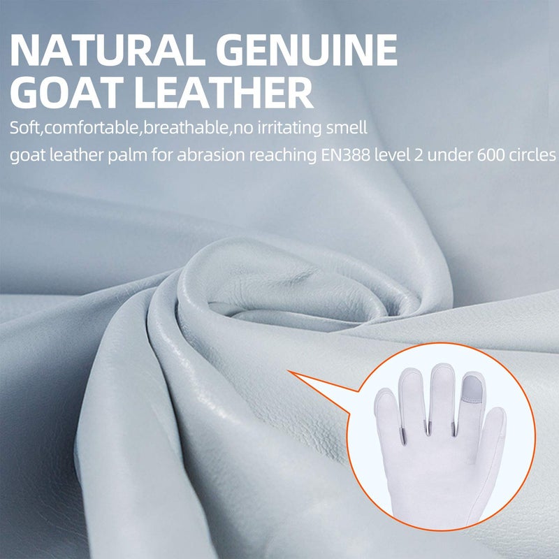 Vgo... 1-Pair Natural Genuine Goatskin Leather Gardening Gloves, Long Cuff Protection, High Dexterity Grip Gloves (Size S, White, GA9658-W) - Image 2
